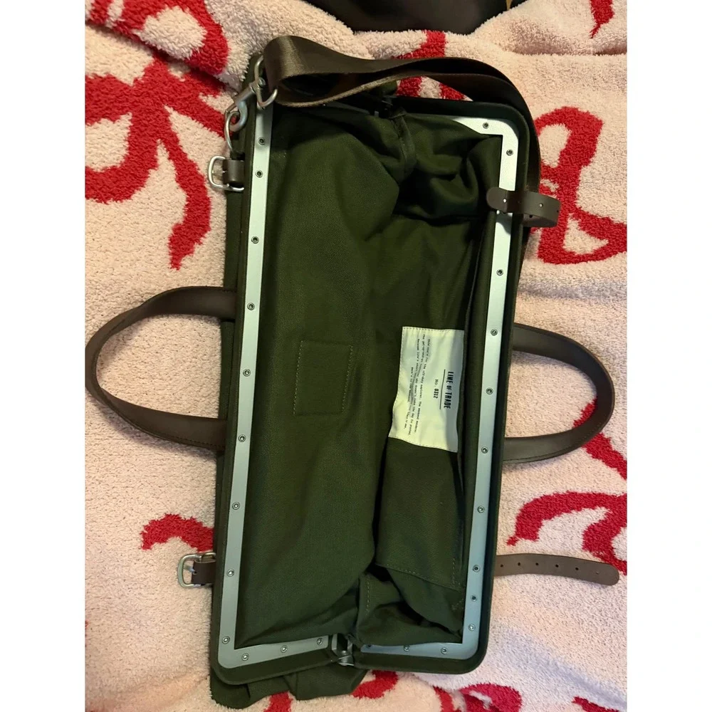 Line of Trade No. 0312 Olive Green Canvas Weekender Travel Bag Leather Trim